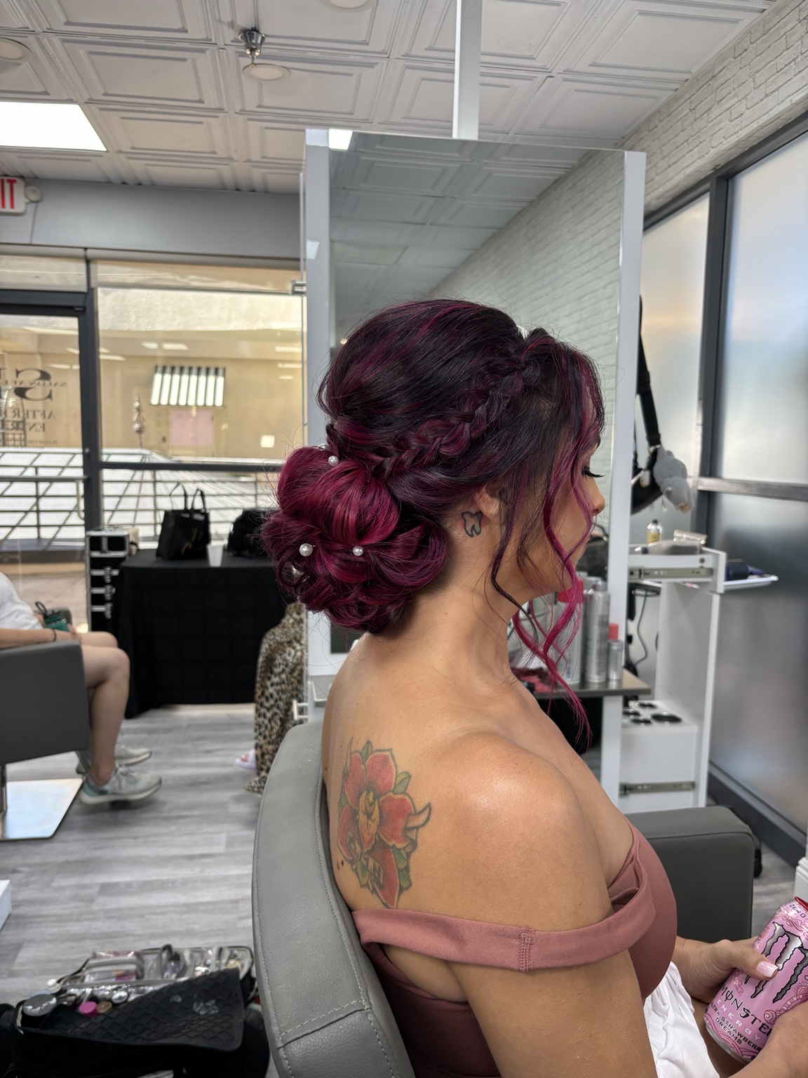 Finished hair and makeup look
