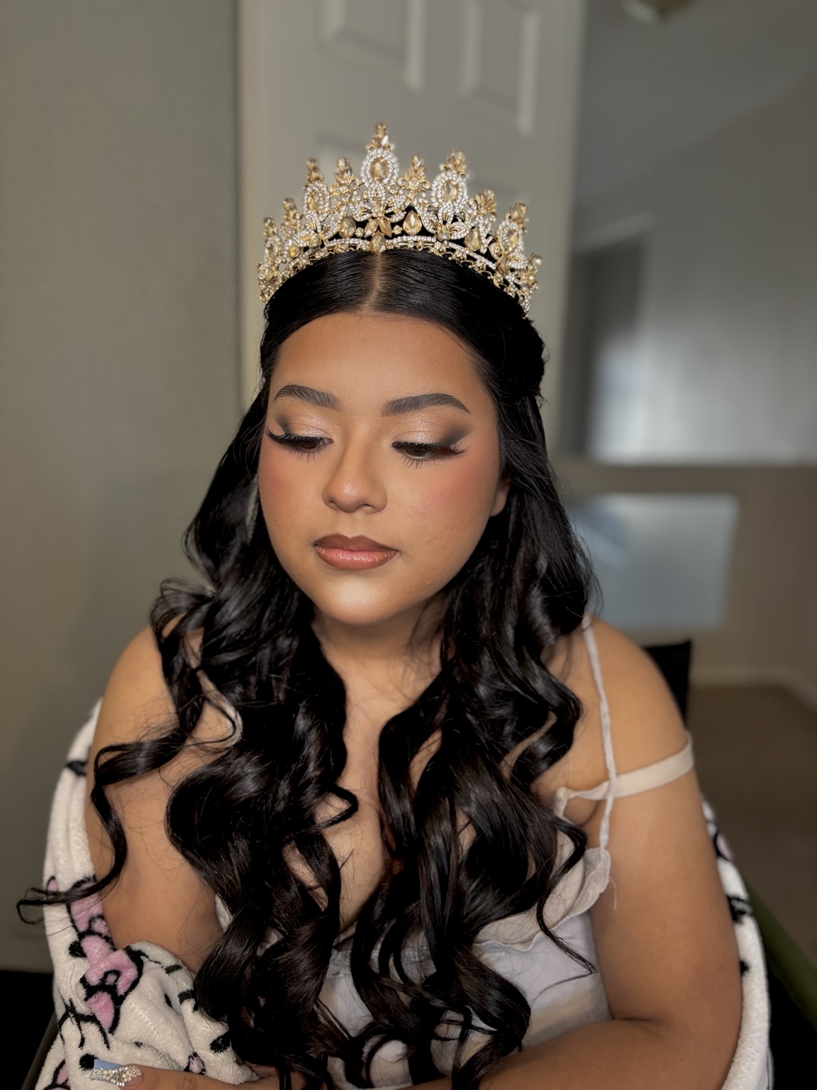 Pageant hair and makeup with crown