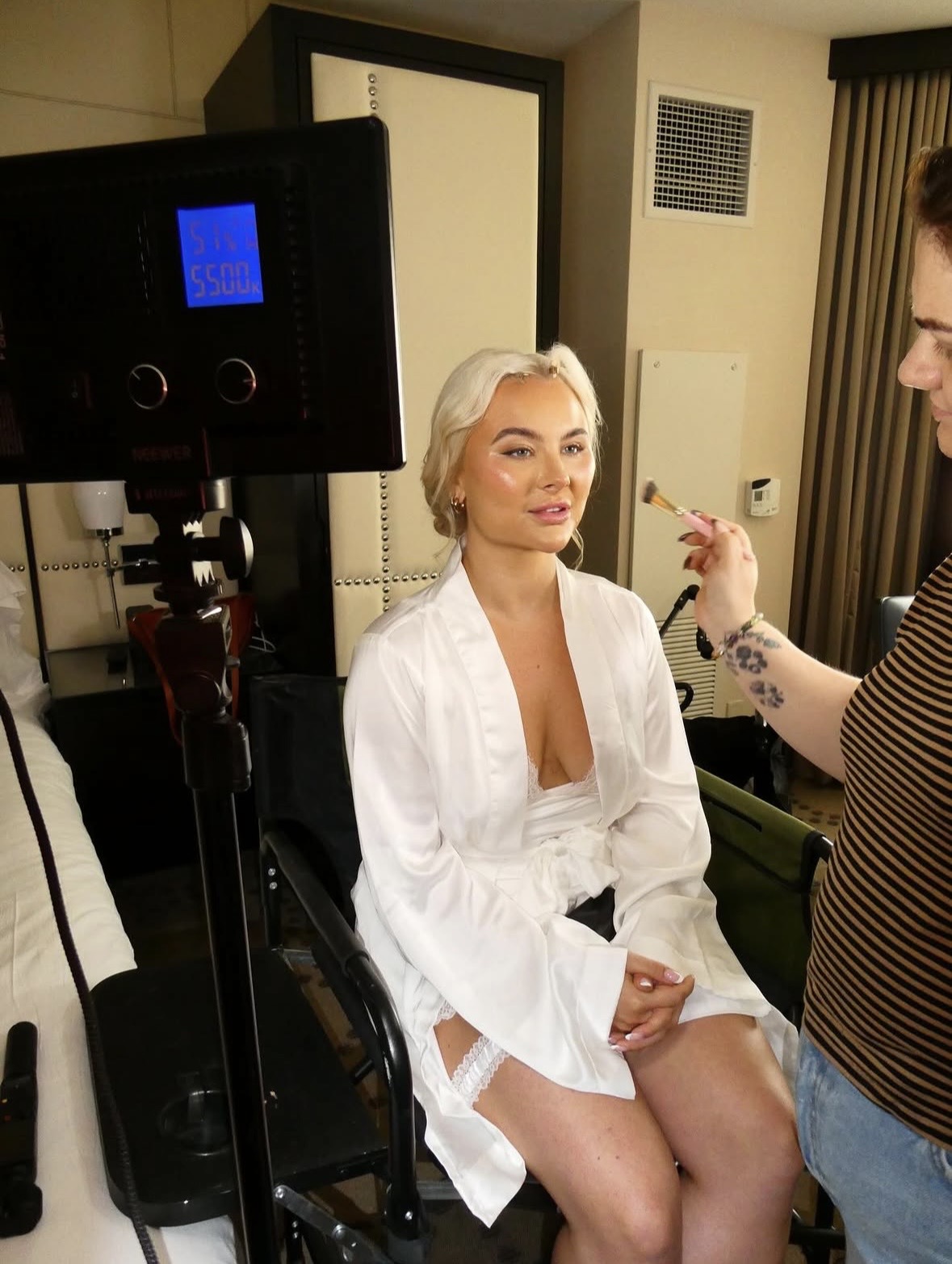 Emily working on location